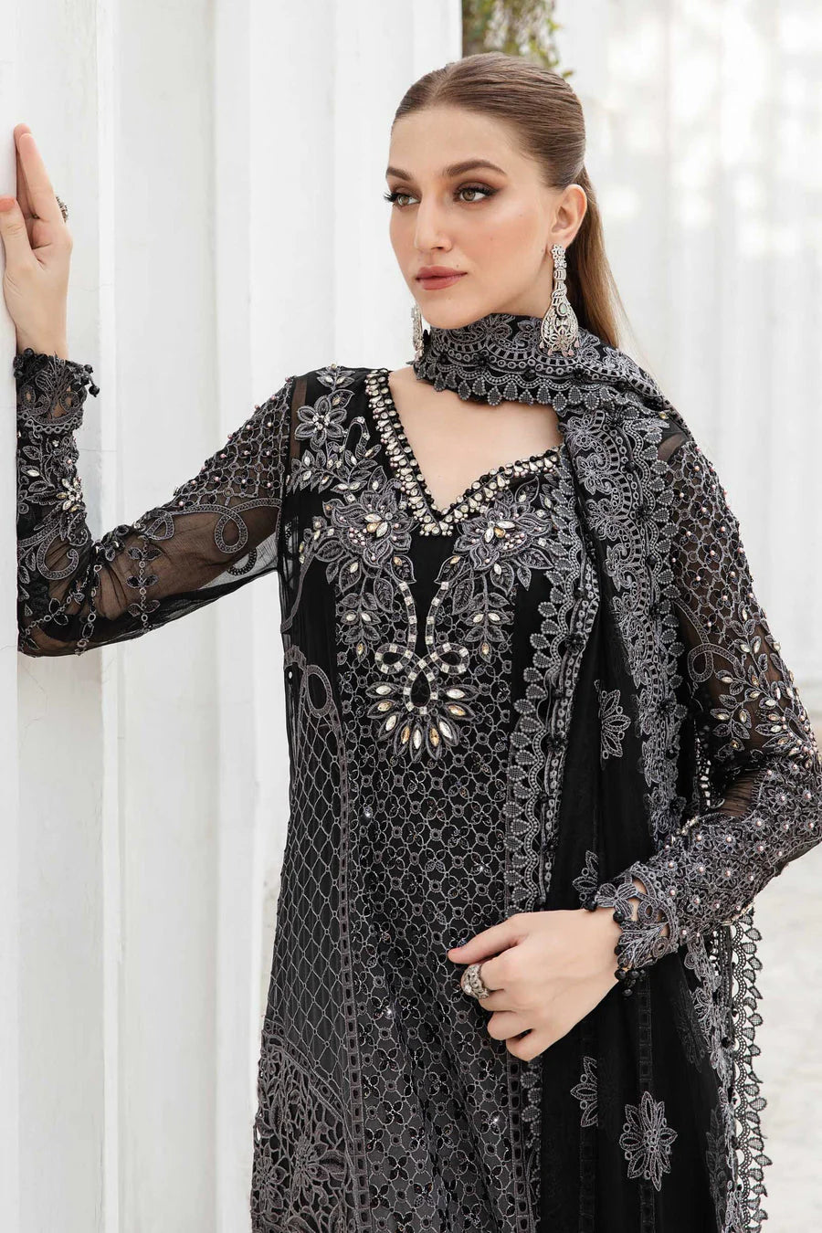 Maria B Embroidered Chiffon Suit | MPC-24-101