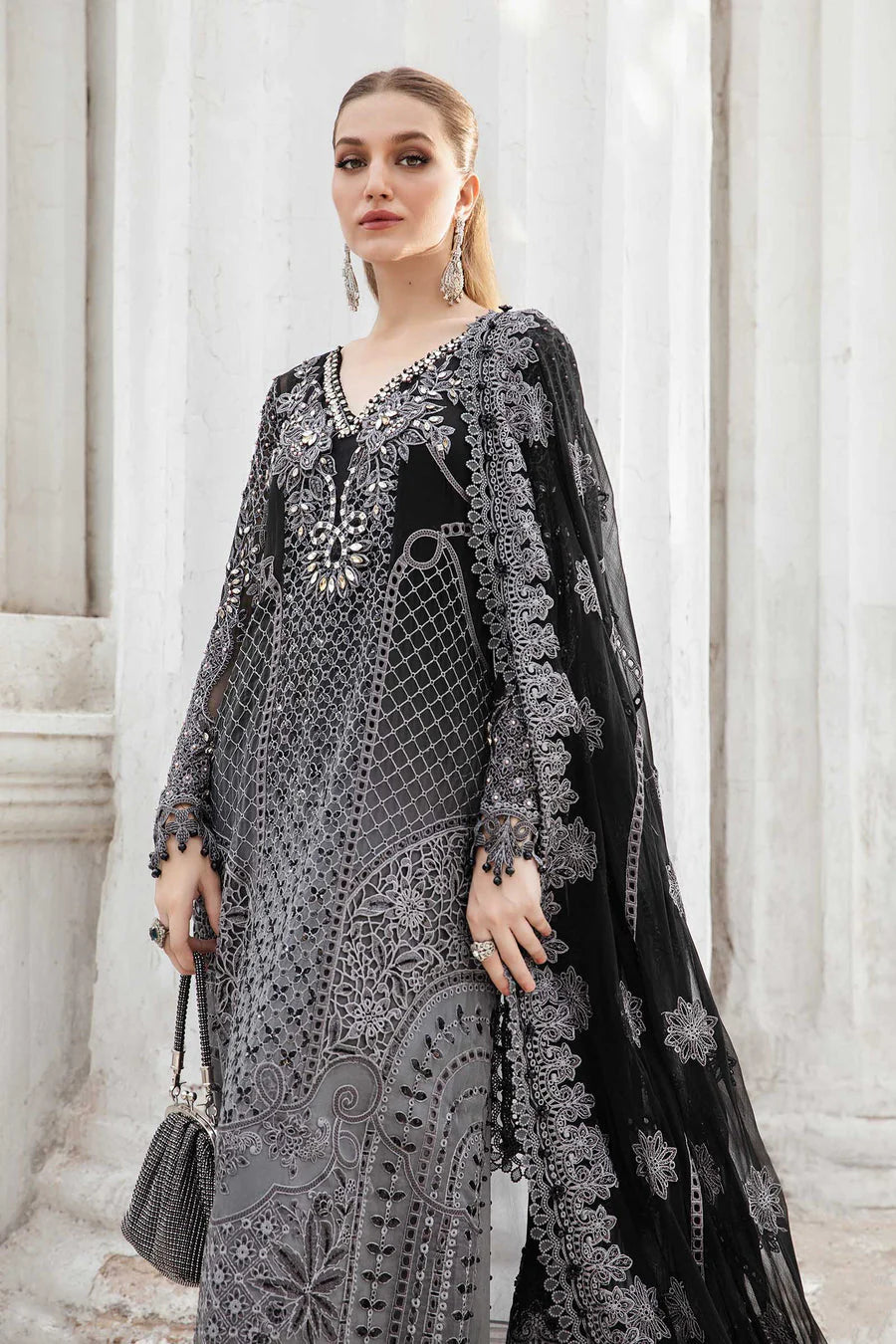 Maria B Embroidered Chiffon Suit | MPC-24-101
