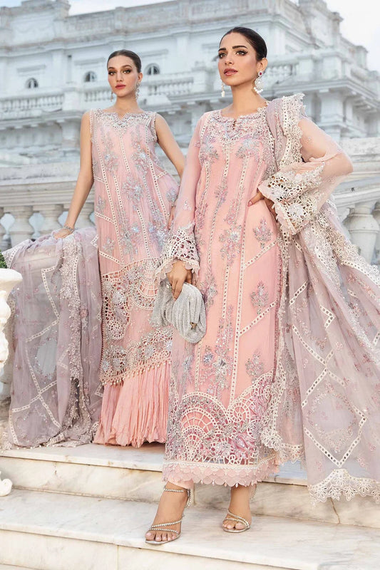 Maria B Embroidered Chiffon Suit | MPC-24-MPC-24-106-BABY PINK