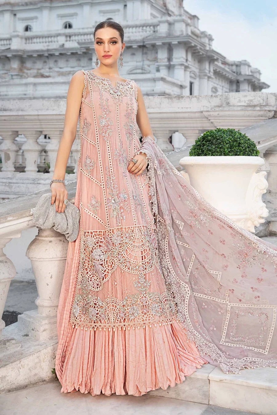 Maria B Embroidered Chiffon Suit | MPC-24-MPC-24-106-BABY PINK