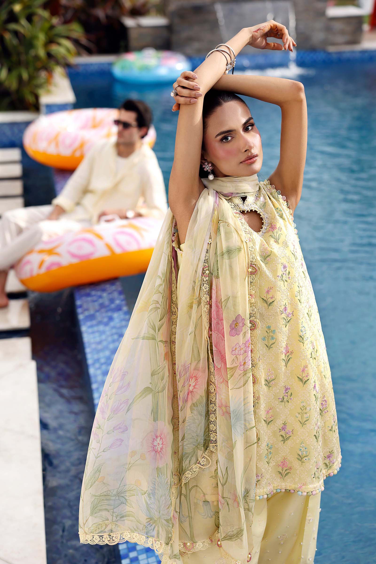 AFA - MARIA B - 3 PC Unstitched Embroidered Lawn Suit - 173