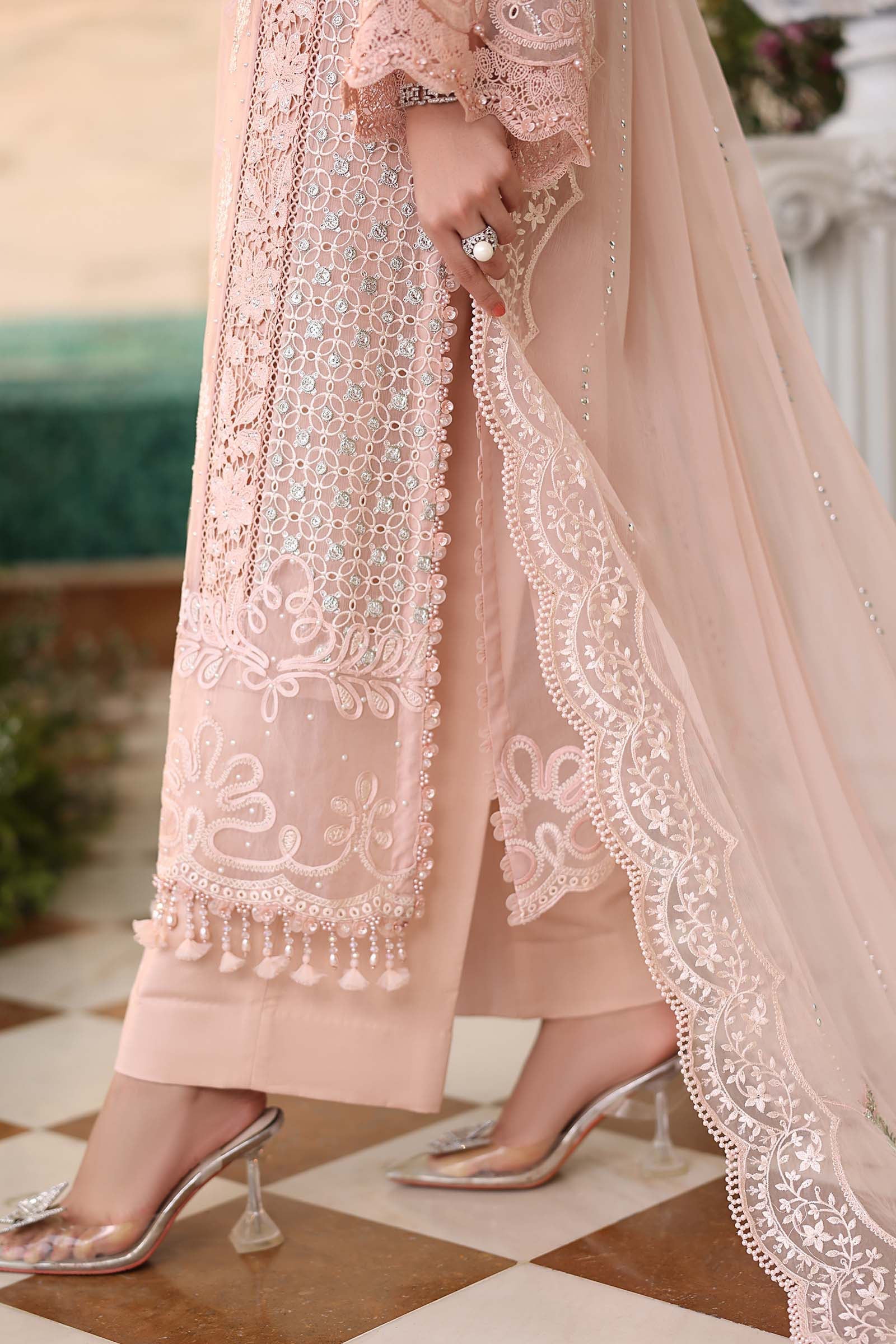 AFA - MARIA B - 3 Piece Unstitched Embroidered Chiffon Suit - 66