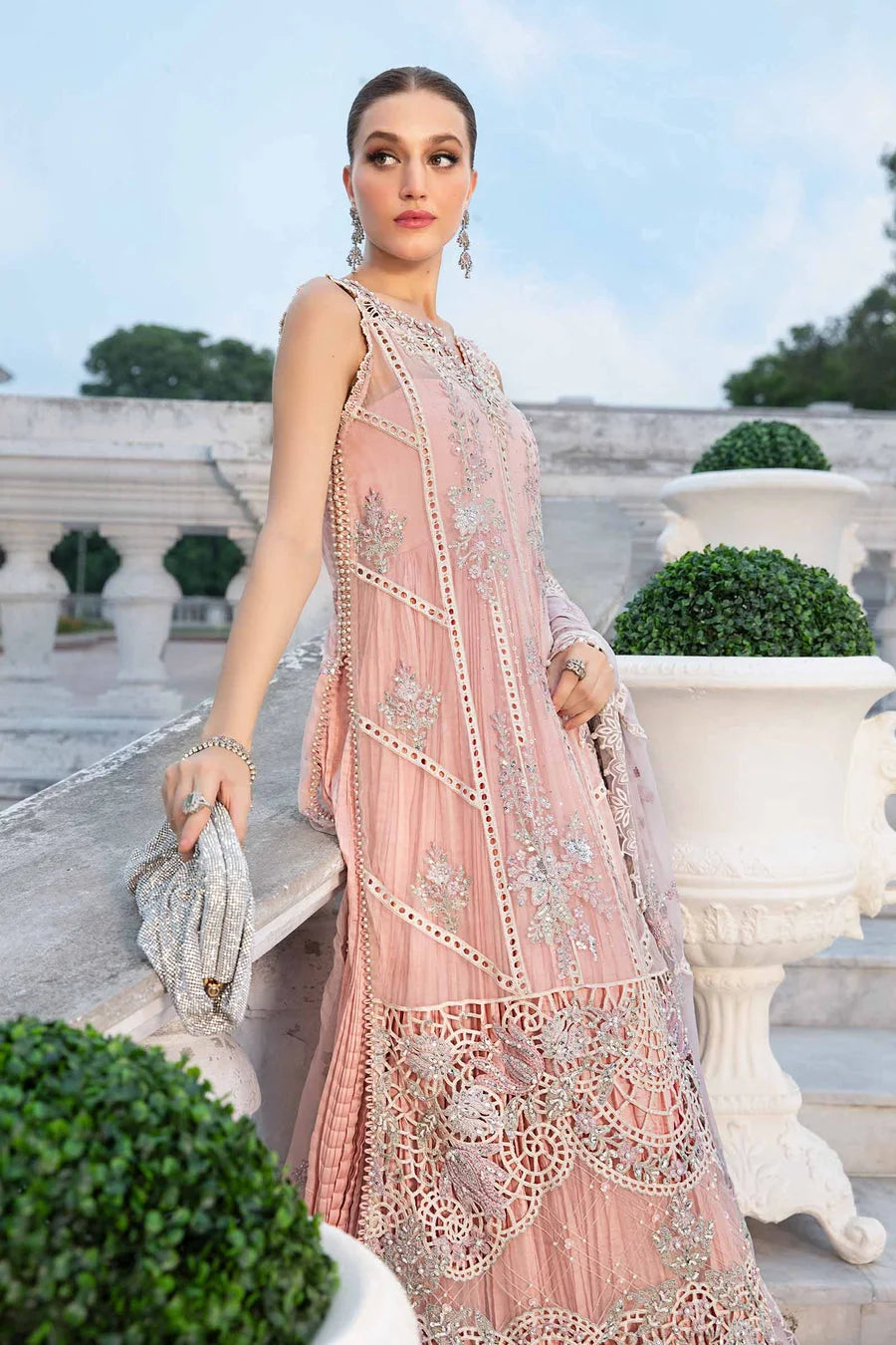 Maria B Embroidered Chiffon Suit | MPC-24-MPC-24-106-BABY PINK