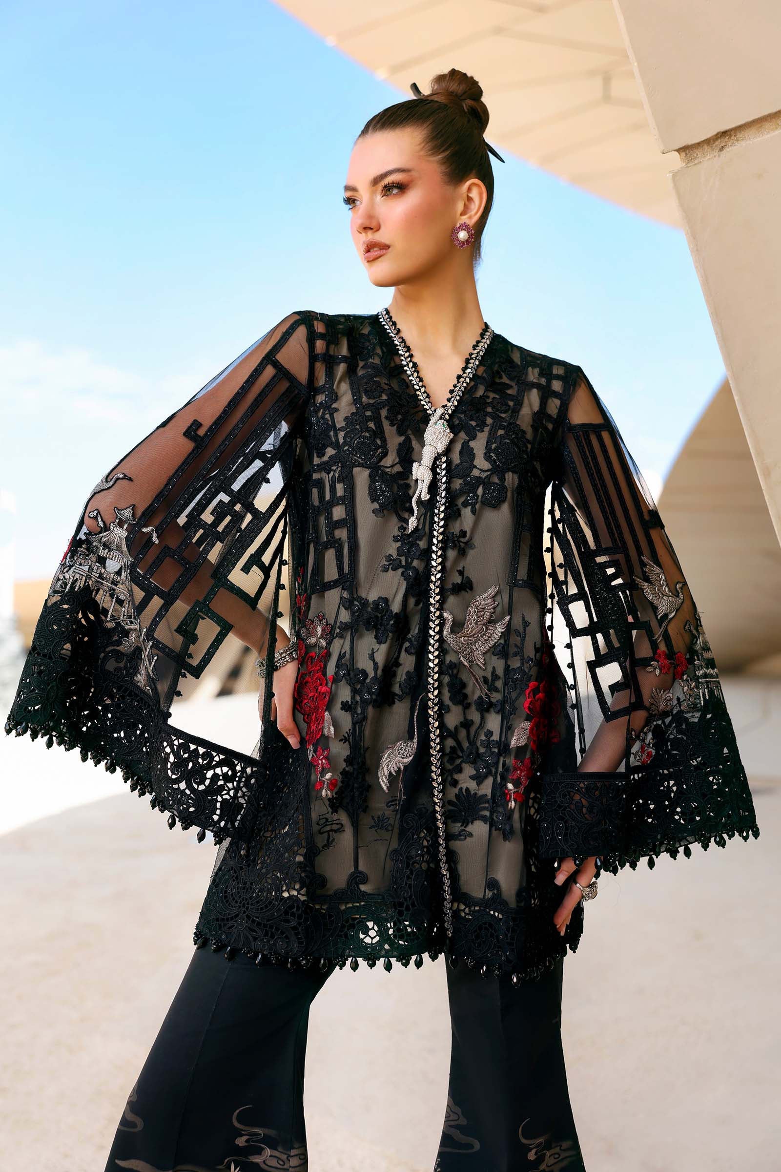 AFA - MARIA B - 3 Pc Unstitched Embroidered Net Suit - 190