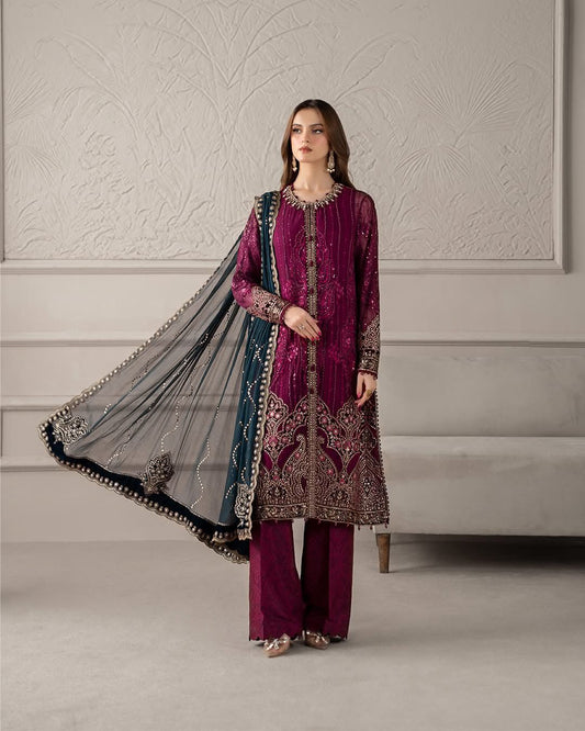 AFA - Maria B - 3 PC Embroidered Chiffon Suit | MCS-25-102 - 099