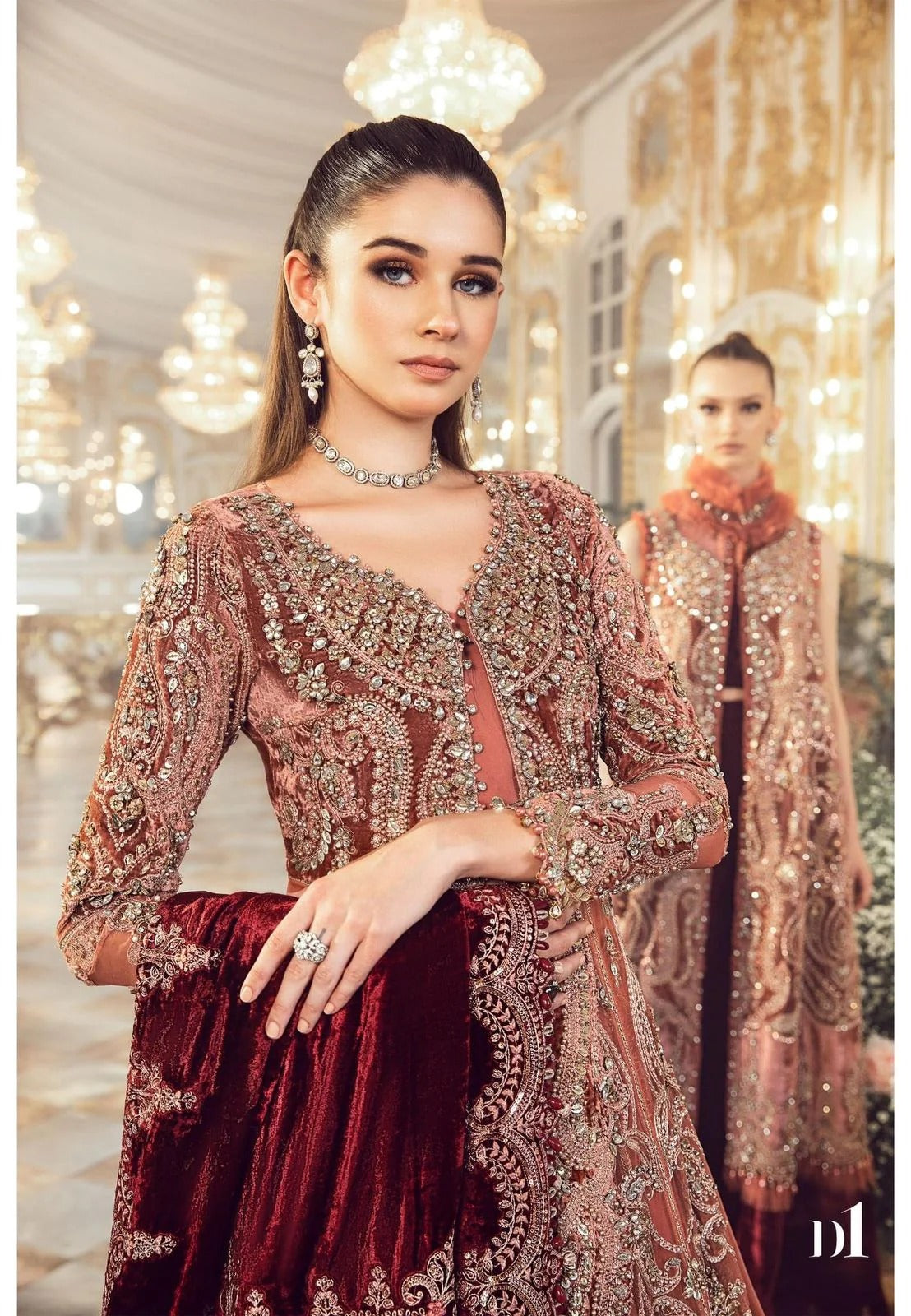 Maria B Mbroidered | Salmon Pink BD-2701